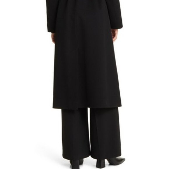 Fleurette Black Rory Genuine Shearling Collar Wool Coat Less Belt - Picture 4 of 4